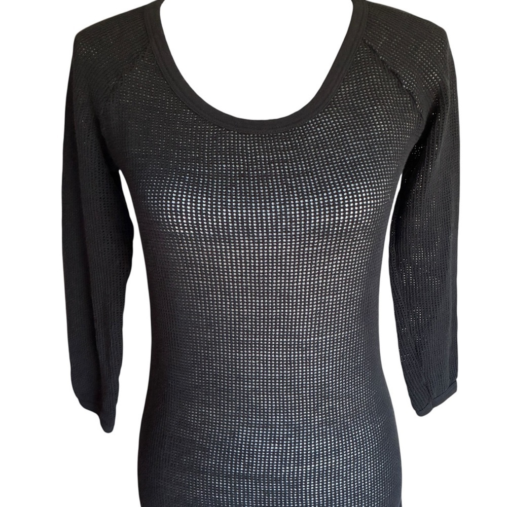 James Perse Cotton Sheer Black Knit Dress Small - Picture 7 of 11